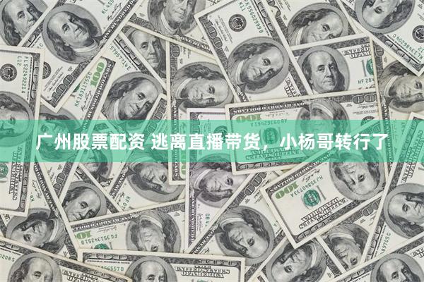 广州股票配资 逃离直播带货，小杨哥转行了
