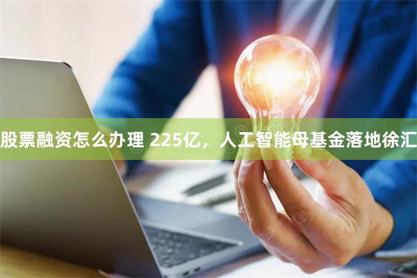 股票融资怎么办理 225亿，人工智能母基金落地徐汇